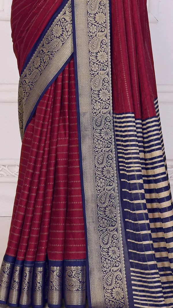 Maroon_Marshmello_Silk_Jacquard_Border_Padding_Printed_Saree_For_Women_&_Girls
