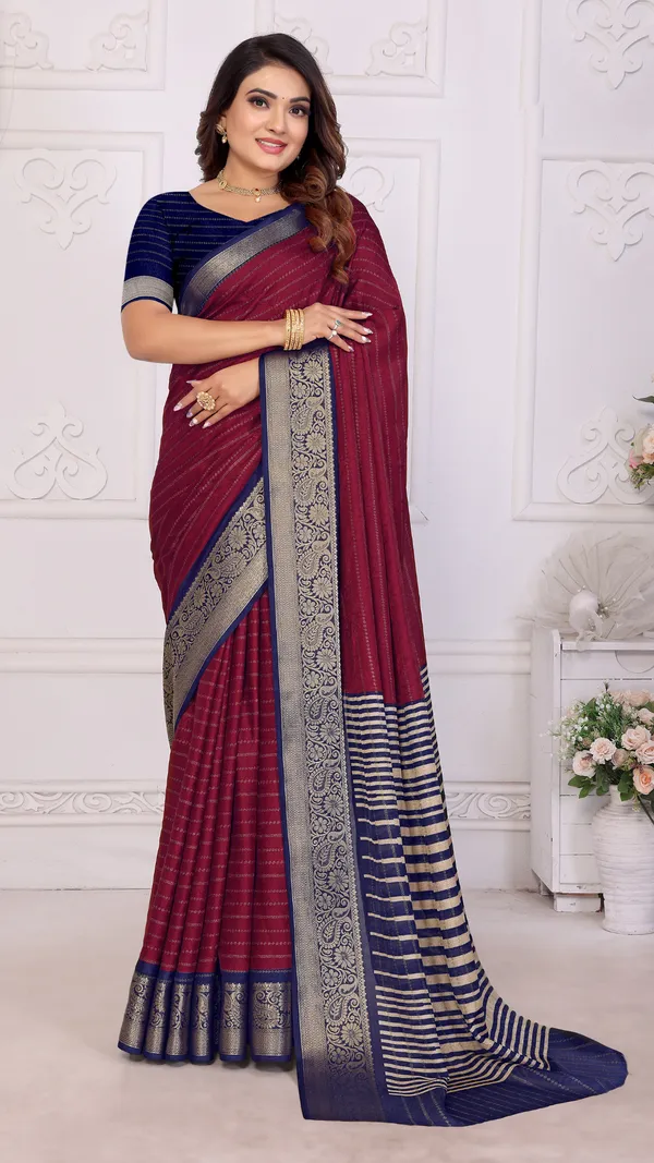 Maroon_Marshmello_Silk_Jacquard_Border_Padding_Printed_Saree_For_Women_&_Girls