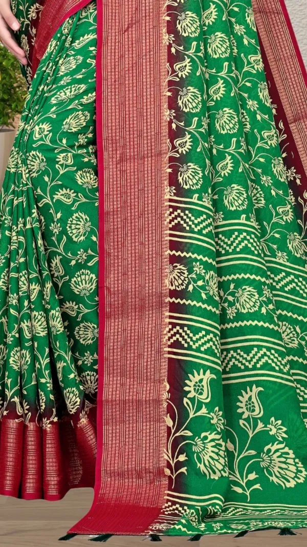 Green_Dull_Moss_Jari_Border_Floral_Printed_saree_For_Women_&_Girls