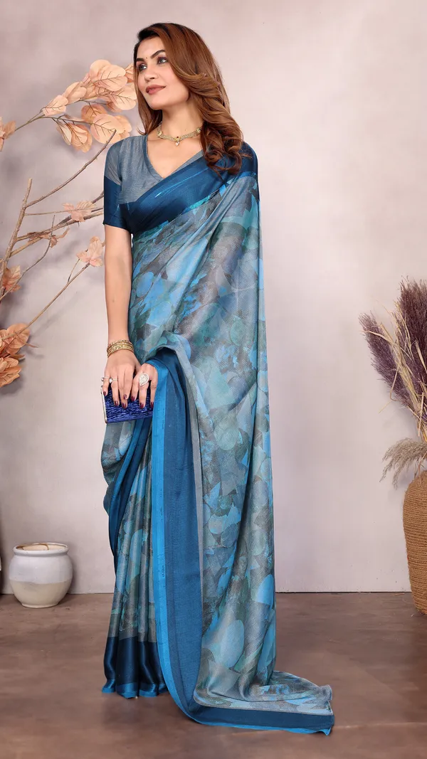 Blue_Moss_Chiffon_Satin_Border_Geometric_Floral_Printed_saree_For_Women_&_Girls