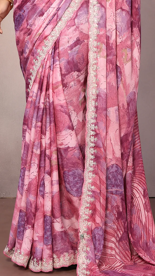 Pink_Georgette_Geometric_Printed_Coding_Work_saree_For_Women_&_Girls