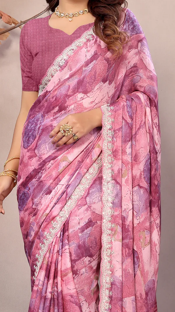 Pink_Georgette_Geometric_Printed_Coding_Work_saree_For_Women_&_Girls