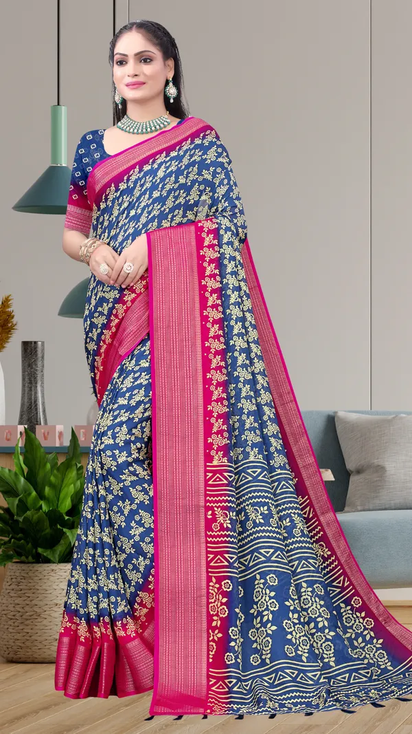 Navy_Blue_Dull_Moss_Jari_Border_Small_Floral_Printed_saree_For_Women_&_Girls