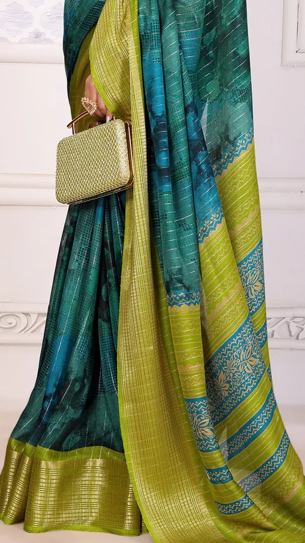 Teal_Green_Dull_Moss_Jari_Border_Padding_Big_Floral_Printed_saree_For_Women_&_Girls