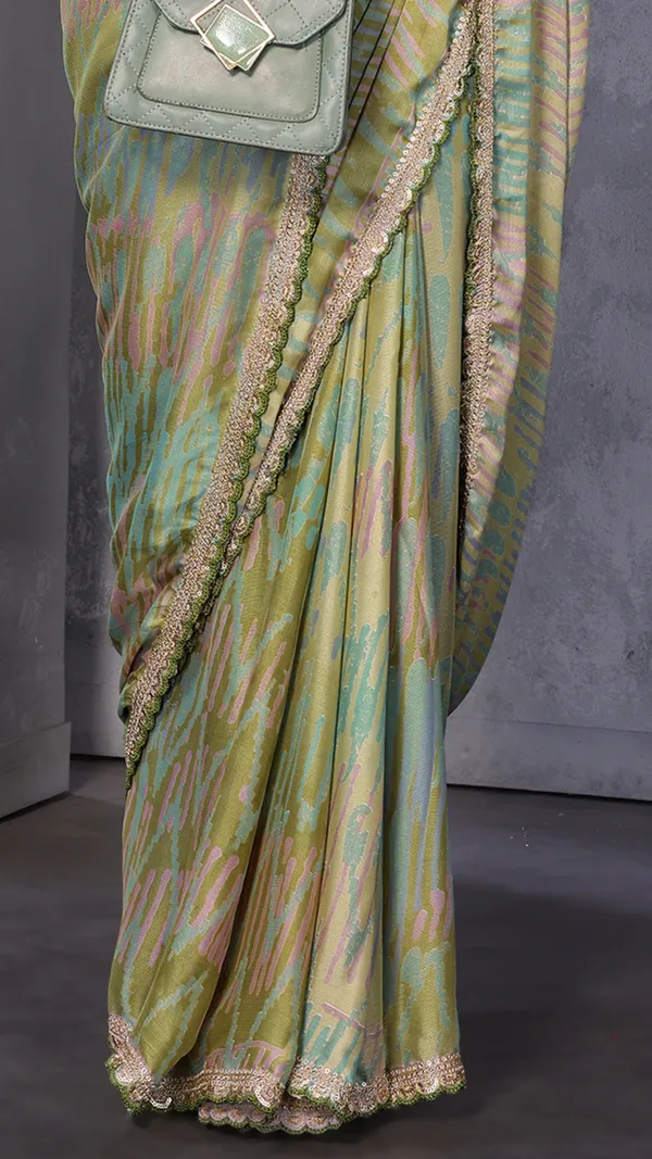 Light_Green_Masakali_Geometric_Printed_Coding_Work_Saree_For_Women_&_Girls