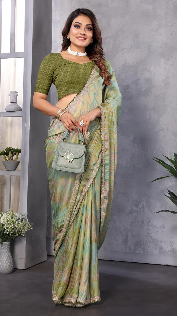 Light_Green_Masakali_Geometric_Printed_Coding_Work_Saree_For_Women_&_Girls