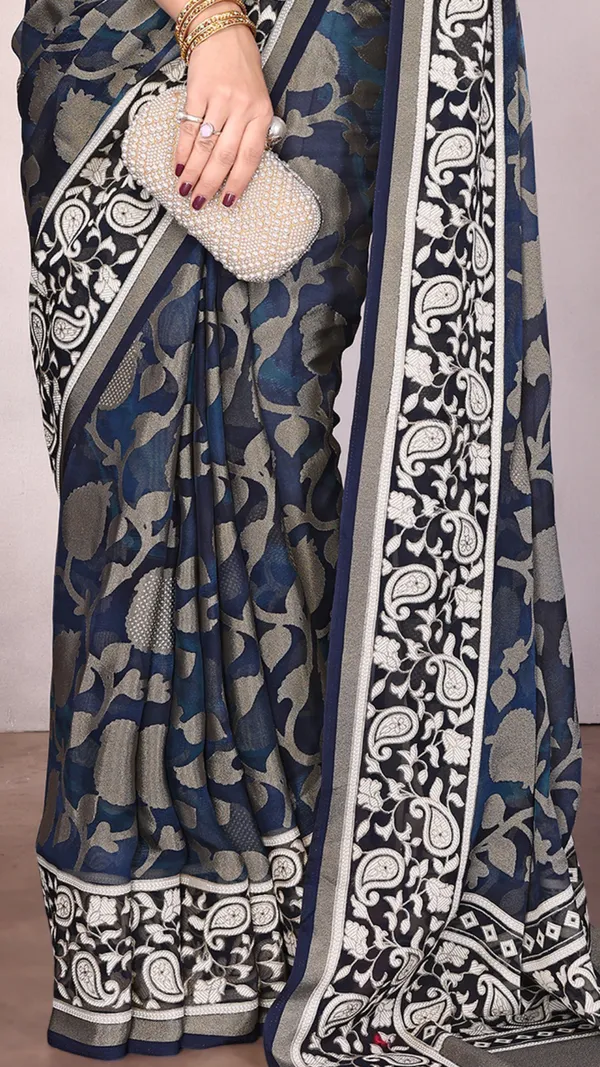 Dark_Blue_Moss_Brasso_Floral_Printed_Brasso_Border_Saree_For_Women_&_Girls