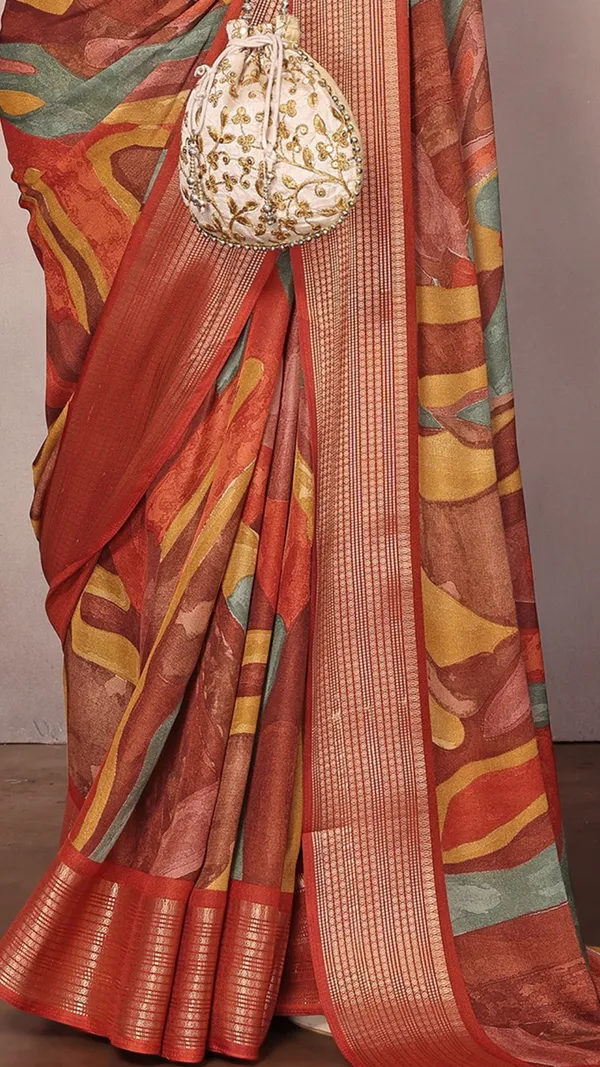 Red_Dull_Moss_Jari_Border_Geometric_Printed_saree_For_Women_&_Girls