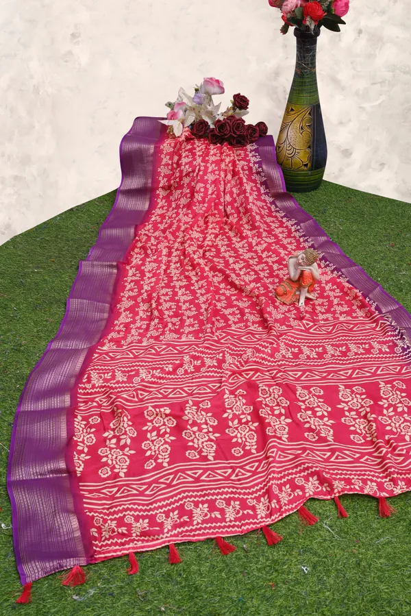 Pink_Dull_Moss_Jari_Border_Small_Floral_Printed_saree_For_Women_&_Girls
