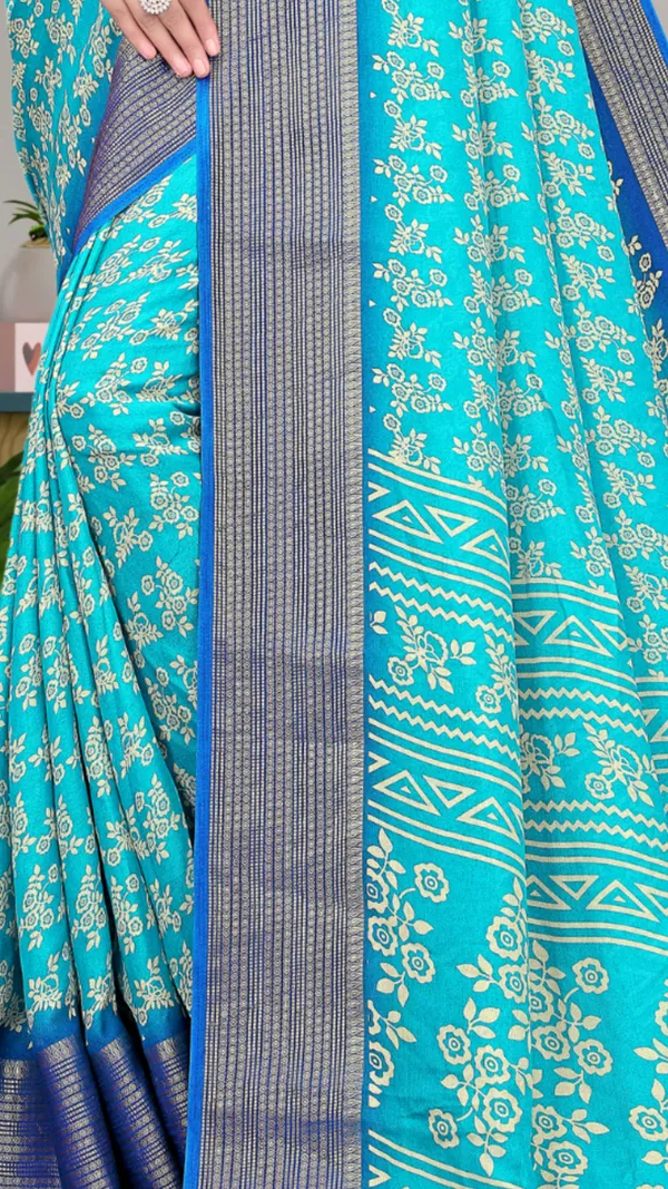 Blue_Dull_Moss_Jari_Border_Small_Floral_Printed_saree_For_Women_&_Girls