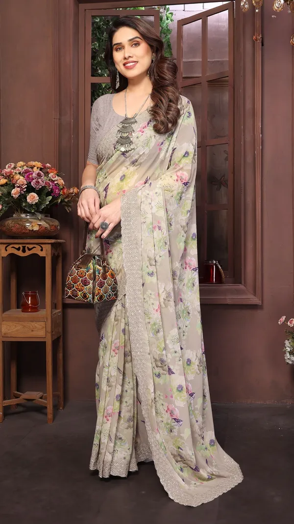 Mehandi_Green_Light_Weight_Digital_Floral_Printed_C-Pallu_Sequence_Embroidered_Saree_For_Women_&_Girls