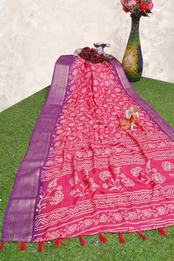 Pink_Dull_Moss_Jari_Border_Floral_Printed_saree_For_Women_&_Girls