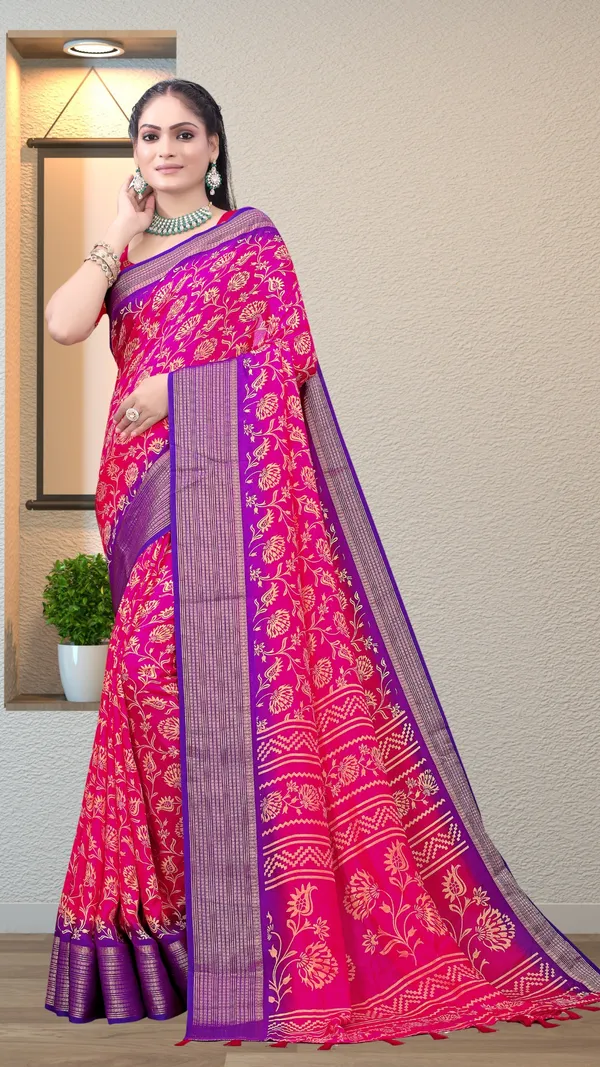 Pink_Dull_Moss_Jari_Border_Floral_Printed_saree_For_Women_&_Girls