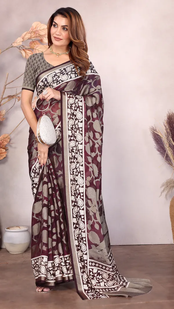 Wine_Moss_Brasso_Floral_Printed_Brasso_Border_Saree_For_Women_&_Girls