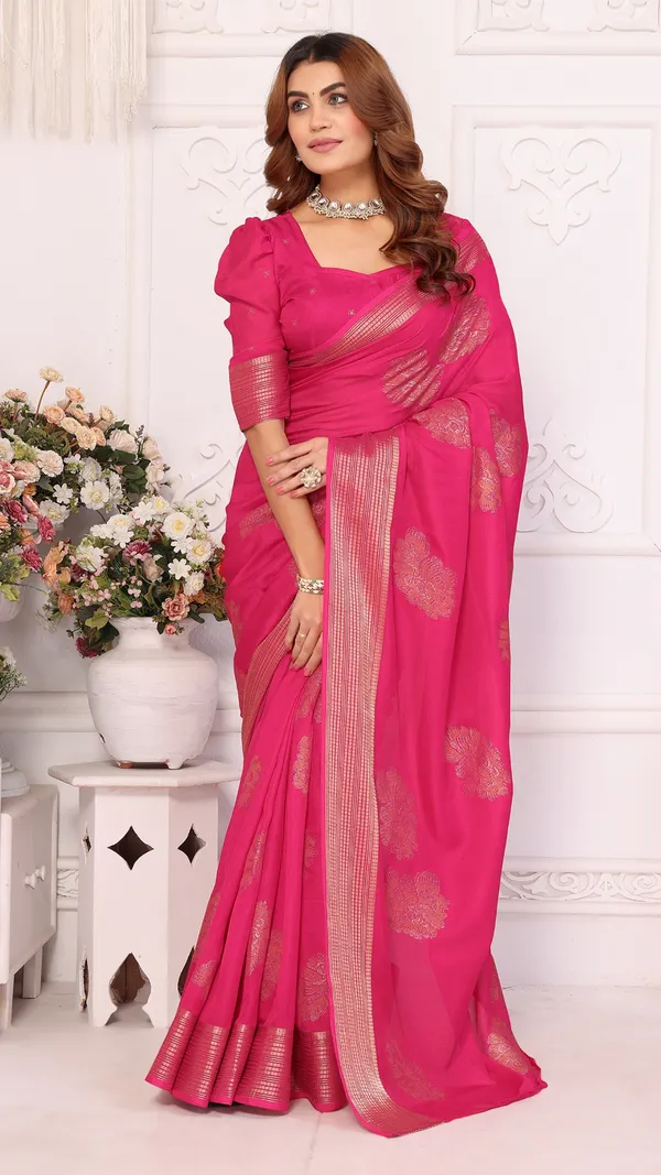 Pink_Marshmello_Zari_Patta_Padding_Floral_Printed_Saree_For_Women_&_Girls