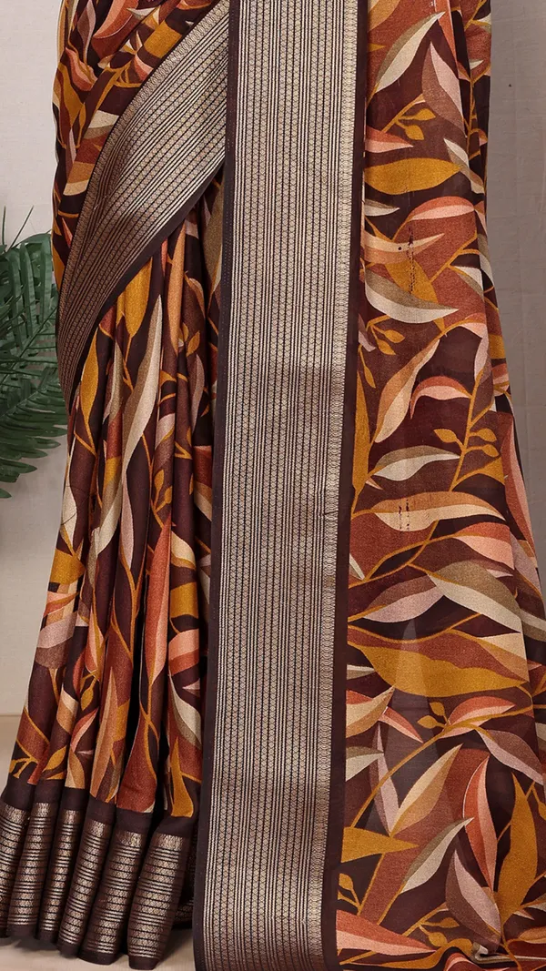 Mustard_Dull_Moss_Jari_Border_Padding_Big_Leaf_Printed_saree_For_Women_&_Girls