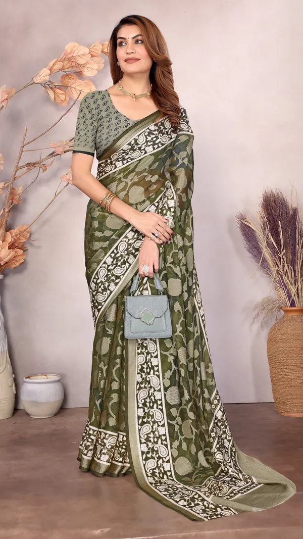 Mahendi_Moss_Brasso_Floral_Printed_Brasso_Border_Saree_For_Women_&_Girls