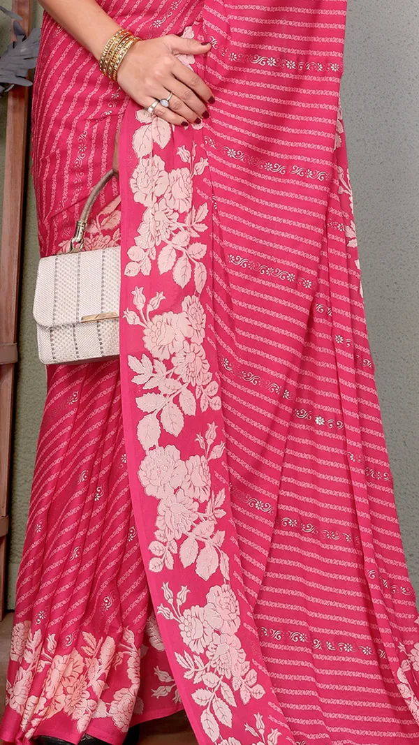 Pink_Dull_Moss_Georgette_White_Floral_and_Jari_Printed_Saree_For_Women_&_Girls