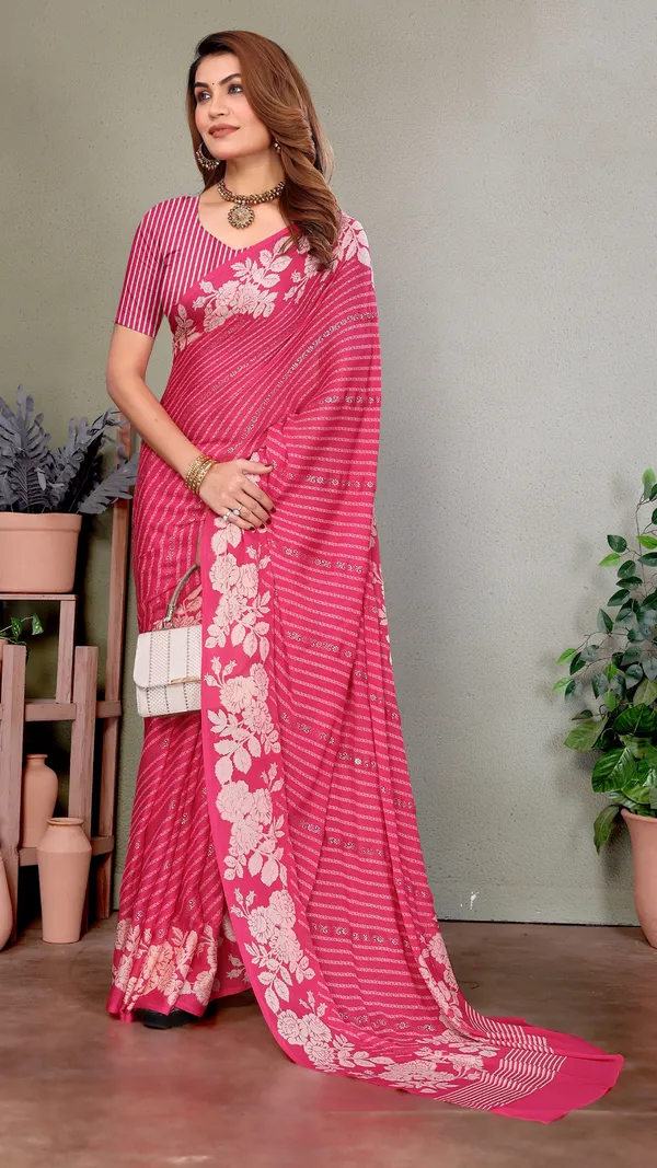 Pink_Dull_Moss_Georgette_White_Floral_and_Jari_Printed_Saree_For_Women_&_Girls