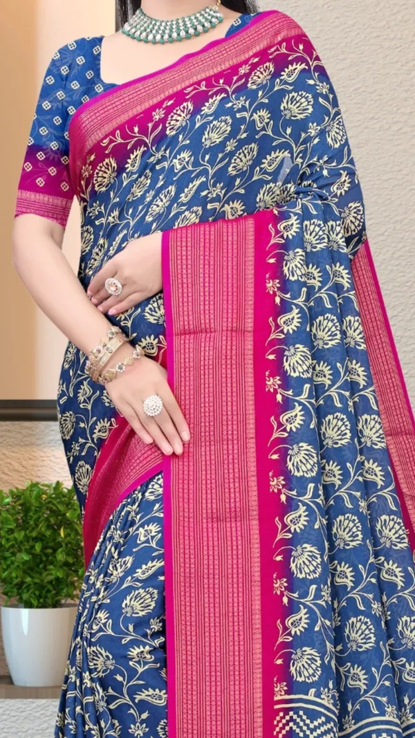 Navy_Blue_Dull_Moss_Jari_Border_Floral_Printed_saree_For_Women_&_Girls