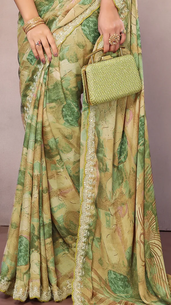 Mustard_Green_Georgette_Geometric_Printed_Coding_Work_saree_For_Women_&_Girls