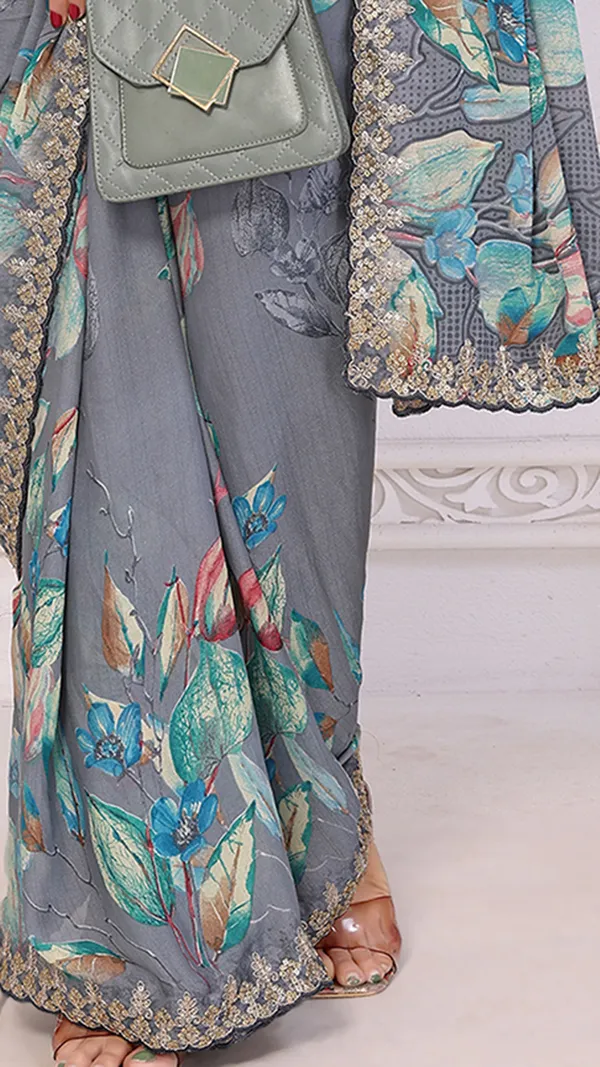 Dusty_Grey_Dull_Moss_Floral_Printed_Coding_Pallu_Saree_For_Women_&_Girls