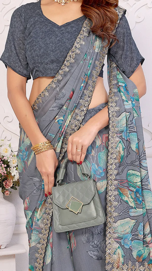 Dusty_Grey_Dull_Moss_Floral_Printed_Coding_Pallu_Saree_For_Women_&_Girls