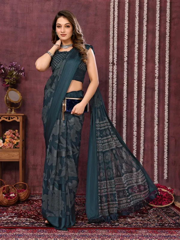 Teal_Georgette_Saree_for_Women_|_Satin_Pattern_Border_Floral_Printed_Saree_For_Women_&_Girls