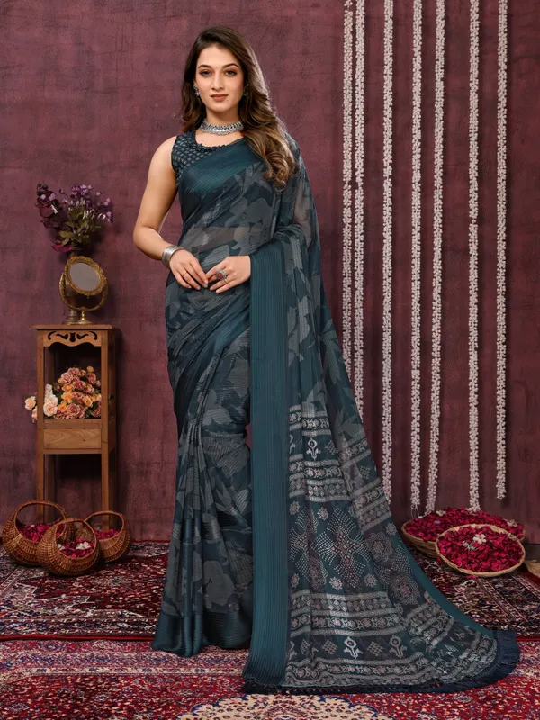 Teal_Georgette_Saree_for_Women_|_Satin_Pattern_Border_Floral_Printed_Saree_For_Women_&_Girls
