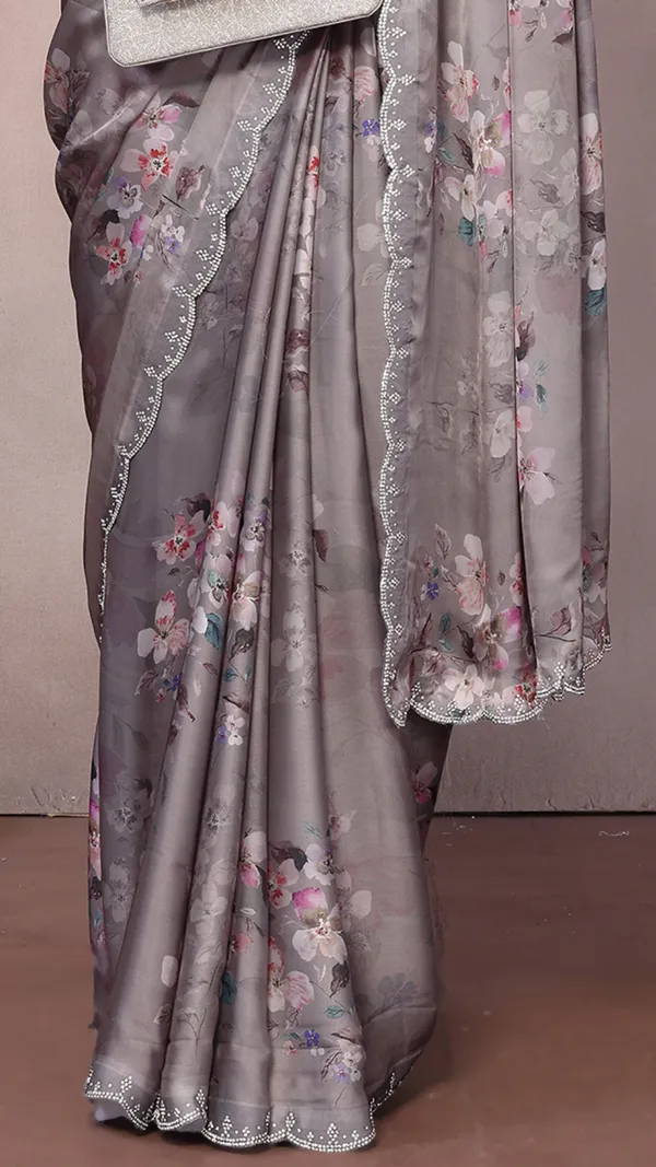 Grey_Satin_Georgette_Digital_Floral_Printed_Jharkan_Border_Saree_For_Women_&_Girls
