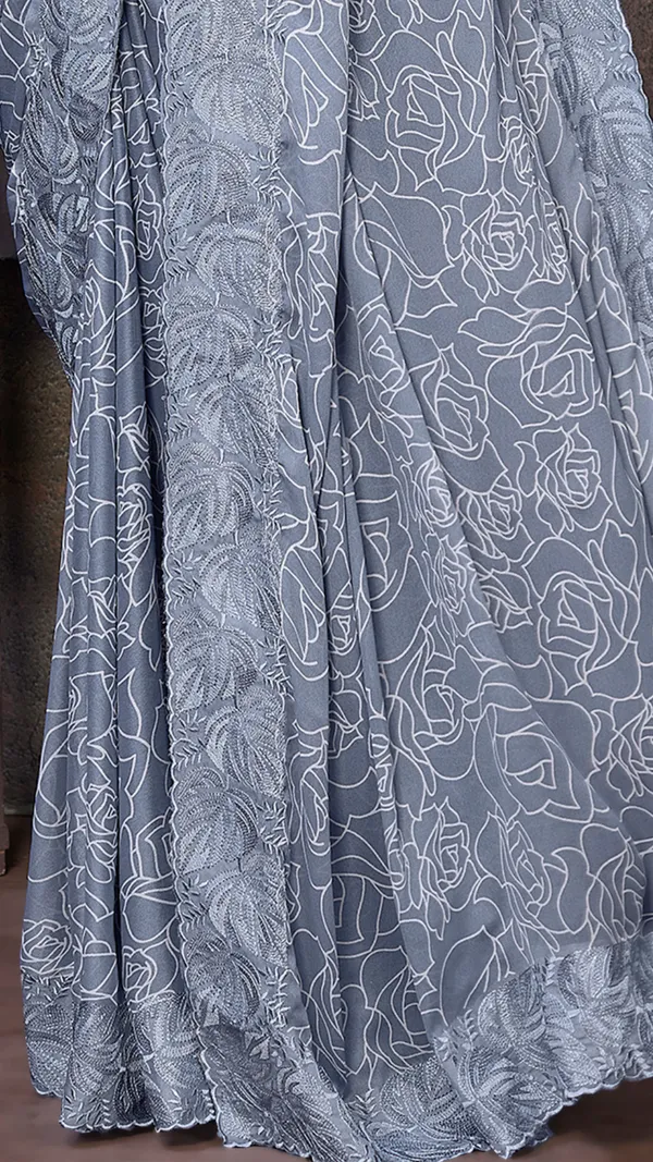 Dusty_Blue_Dull_Moss_Leaf_Printed_Thread_Embroidered_work_Pallu_saree_For_Women_&_Girls