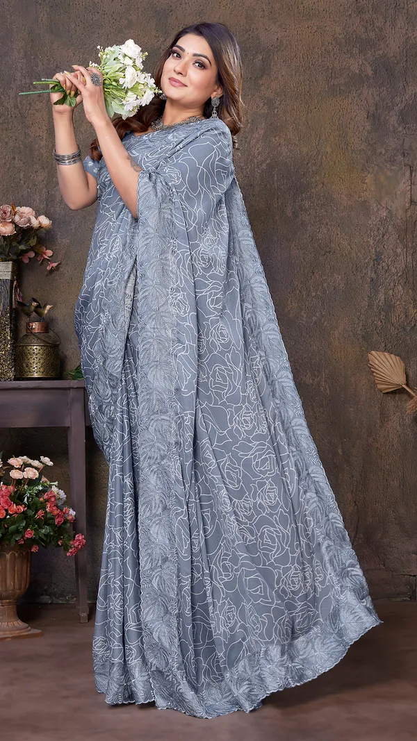 Dusty_Blue_Dull_Moss_Leaf_Printed_Thread_Embroidered_work_Pallu_saree_For_Women_&_Girls