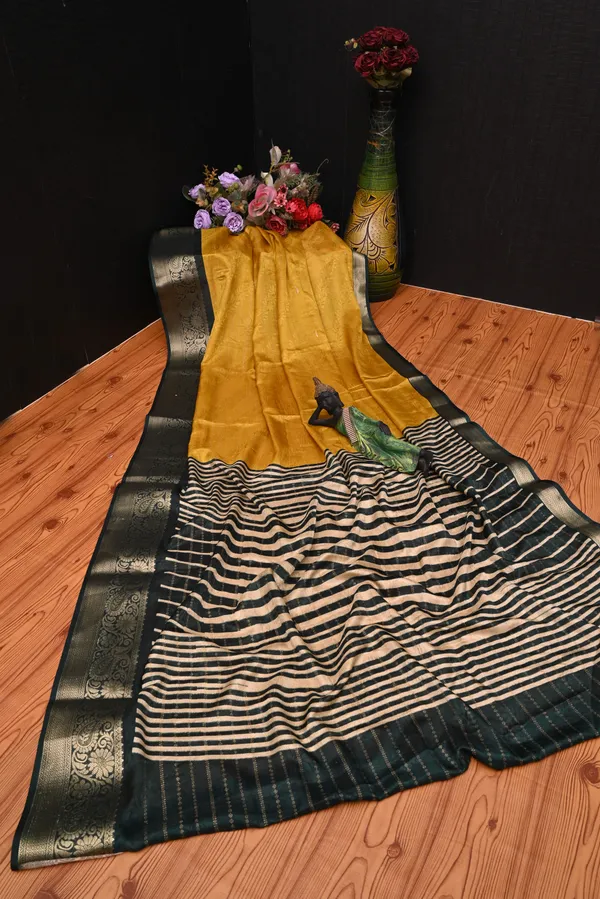 Mustard_Marshmello_Silk_Jacquard_Border_Padding_Printed_Saree_For_Women_&_Girls