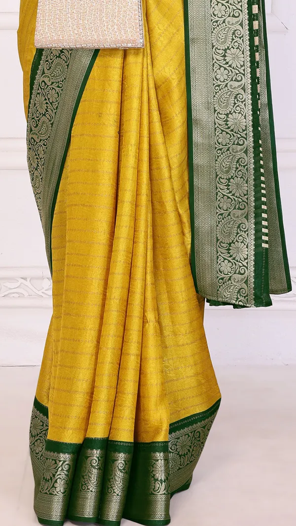 Mustard_Marshmello_Silk_Jacquard_Border_Padding_Printed_Saree_For_Women_&_Girls