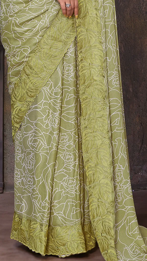 Mahendi_Green_Dull_Moss_Leaf_Printed_Thread_Embroidered_work_Pallu_saree_For_Women_&_Girls