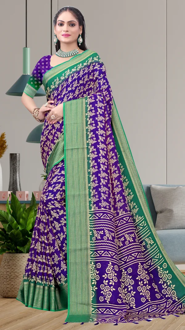 Purple_Dull_Moss_Jari_Border_Small_Floral_Printed_saree_For_Women_&_Girls