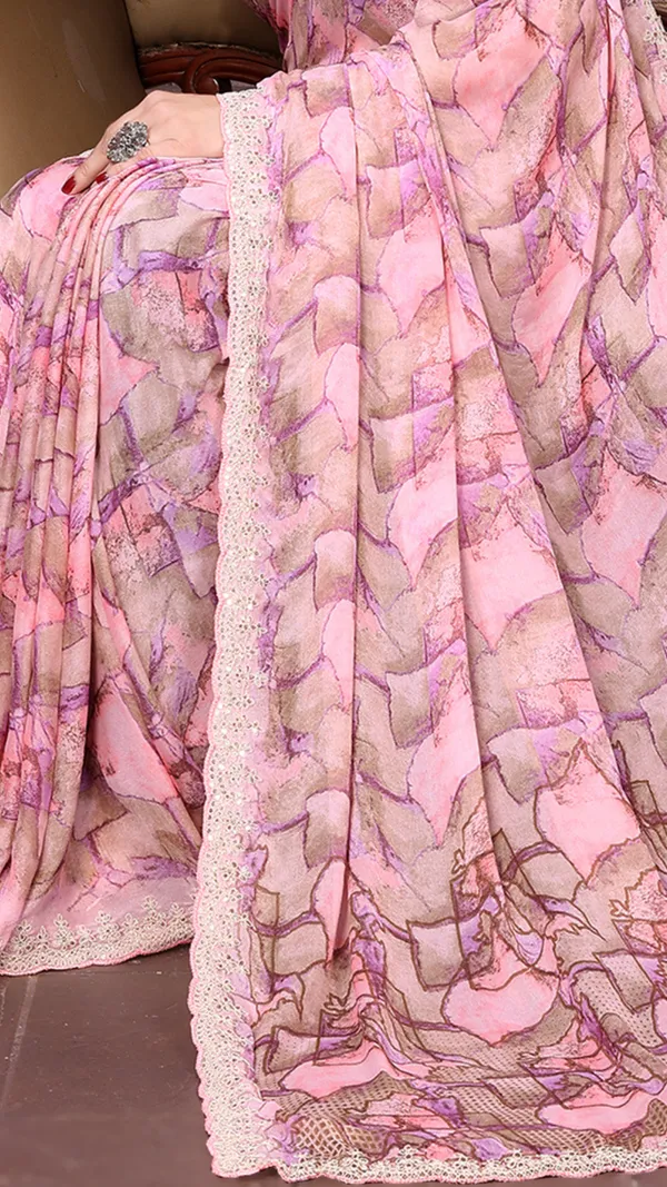 Pink_Georgette_Geometric_Printed_Coding_Work_saree_For_Women_&_Girls