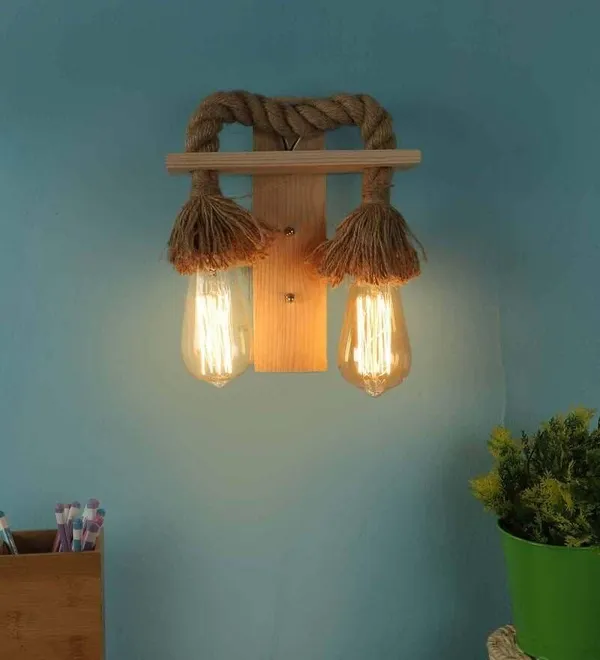 Beige_Double_Shade_L_Rope_Design_Beige_Wall_Light_Wall_Lamp_To_Decor_Home_Living_Room_Bedroom_Office_Dining_Cafe_Restaurants,_(With_Bulb)