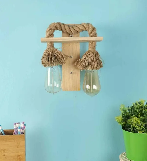 Beige_Double_Shade_L_Rope_Design_Beige_Wall_Light_Wall_Lamp_To_Decor_Home_Living_Room_Bedroom_Office_Dining_Cafe_Restaurants,_(With_Bulb)