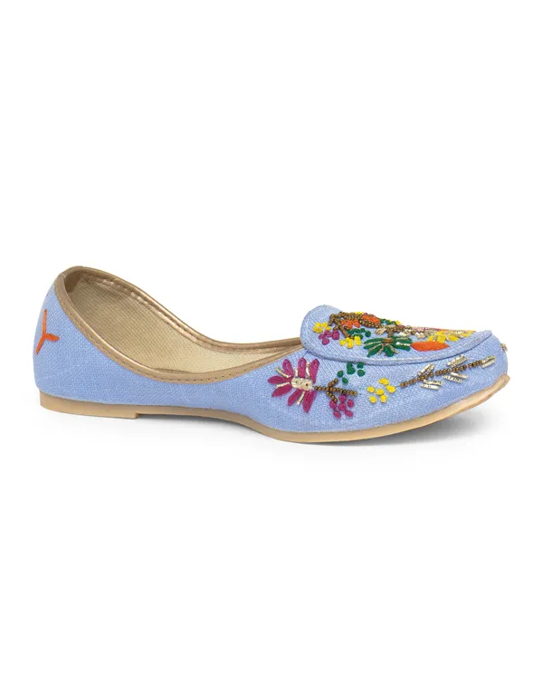 Denim_Blue_Fabric_And_Foam_Wedding_Punjabi_Jutti_For_Women