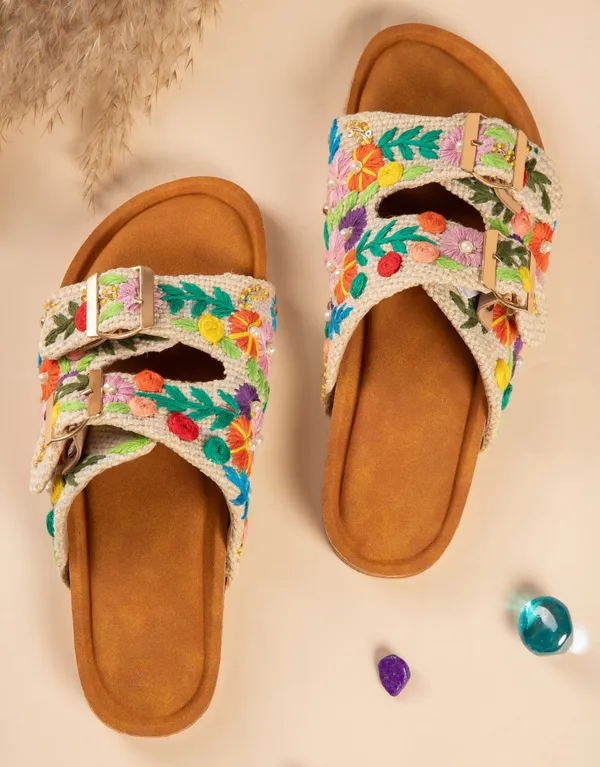 Multicolor_Fabric_And_Foam_Embroidered_Casual_Flat_Slippers_For_Women
