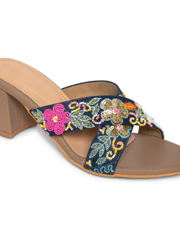 Blue_Fabric_And_Foam_Unique_Hand-Embroidered_Wedding_Slipperss_For_Women