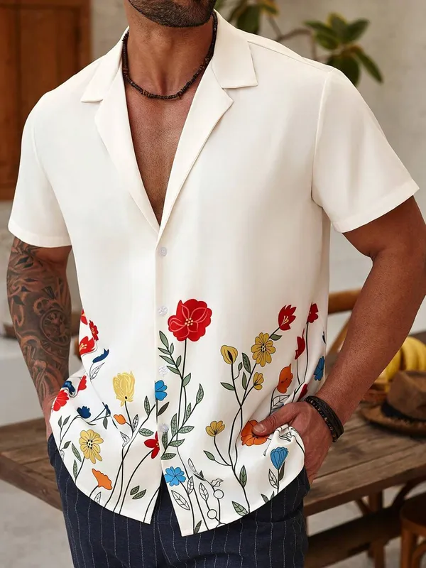 Cream_Premium_Cotton_Blend_Casual_Shirt_For_Men