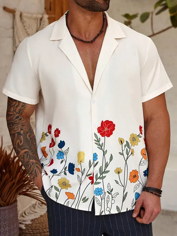 Cream_Premium_Cotton_Blend_Casual_Shirt_For_Men