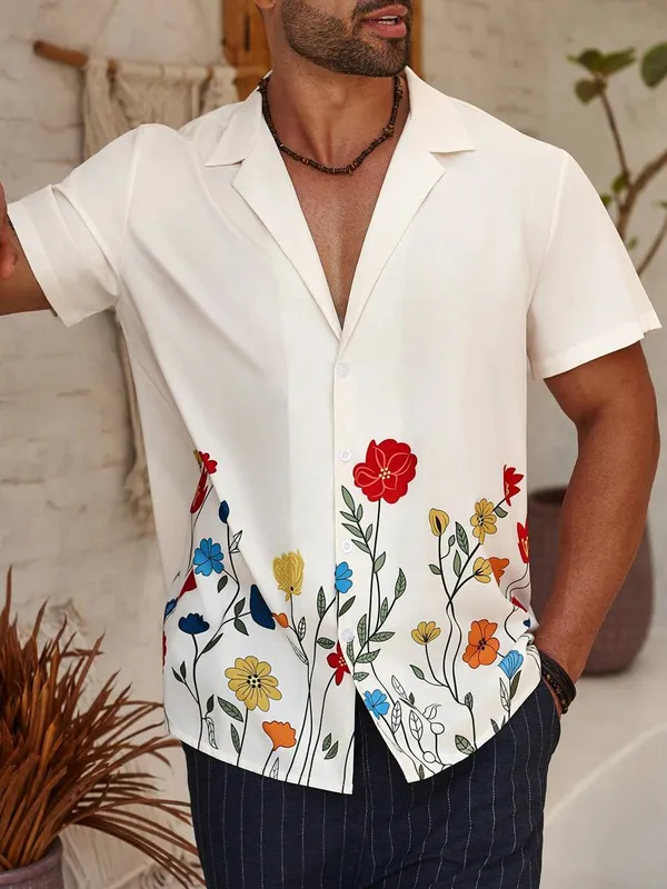 Cream_Premium_Cotton_Blend_Casual_Shirt_For_Men