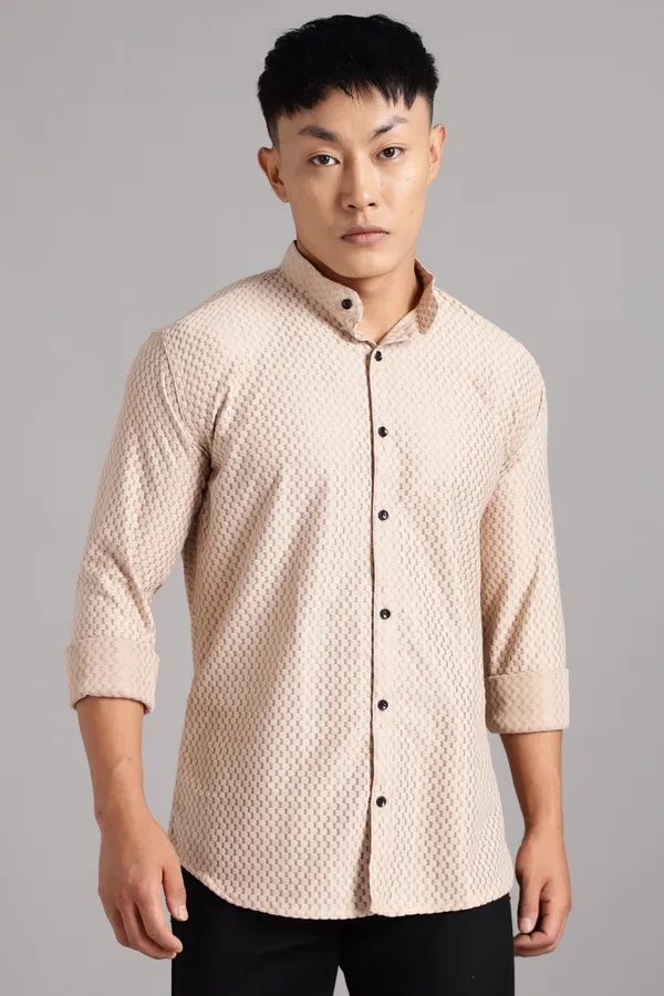Beige_Premium_Solid_Cotton_Blend_Casual_Shirt_For_Men