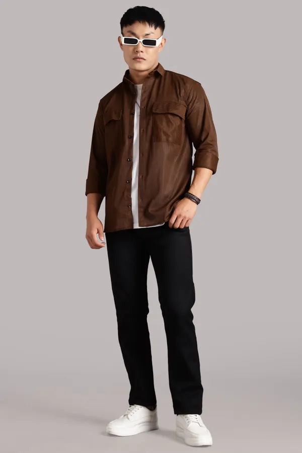 Brown_Premium_Solid_Cotton_Blend_Casual_Shirt_For_Men