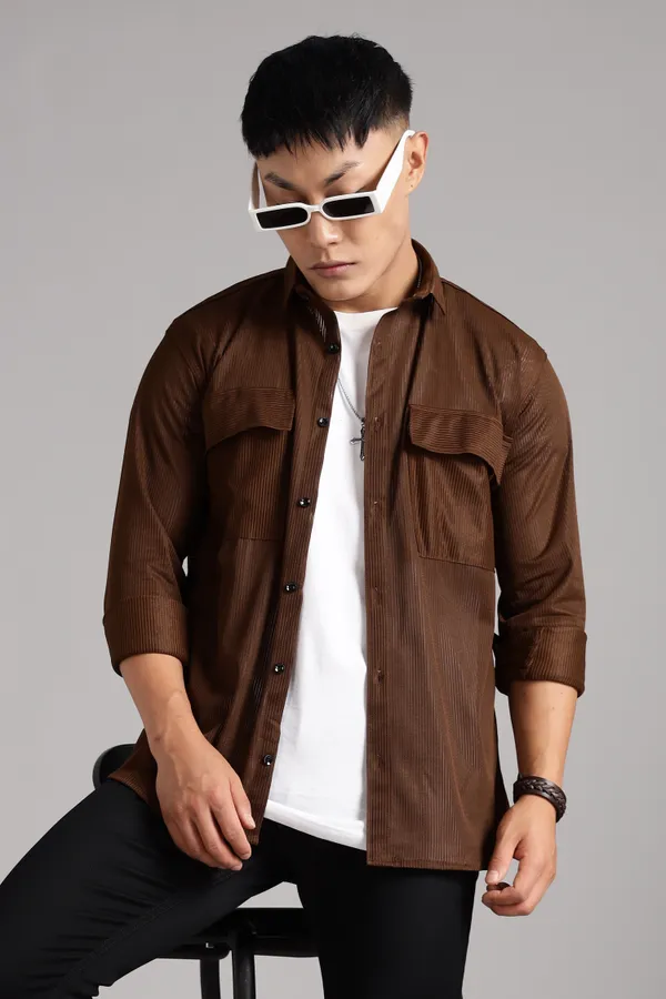 Brown_Premium_Solid_Cotton_Blend_Casual_Shirt_For_Men