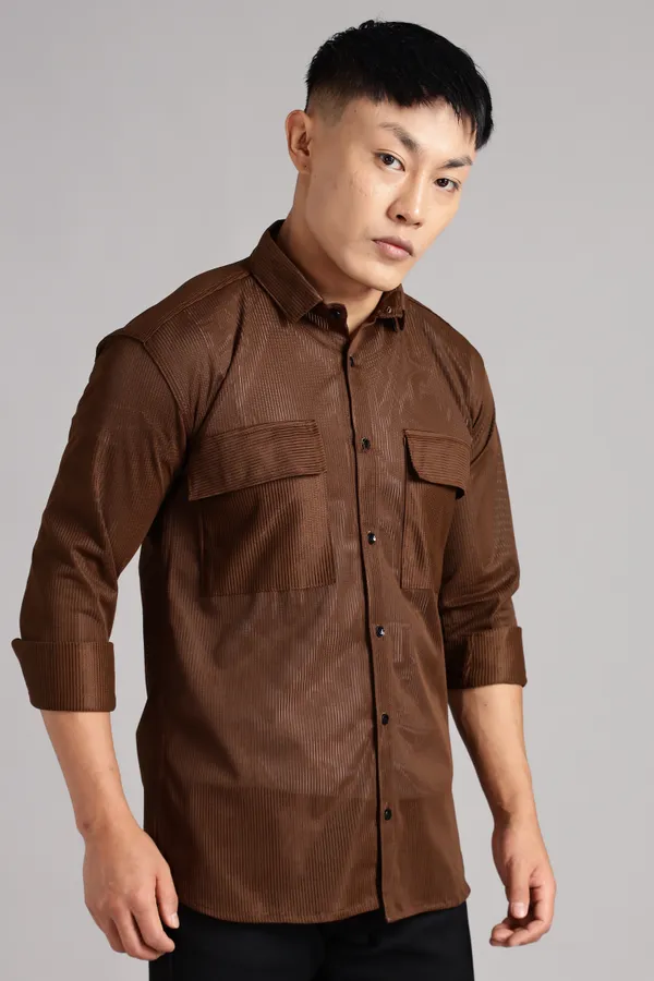 Brown_Premium_Solid_Cotton_Blend_Casual_Shirt_For_Men