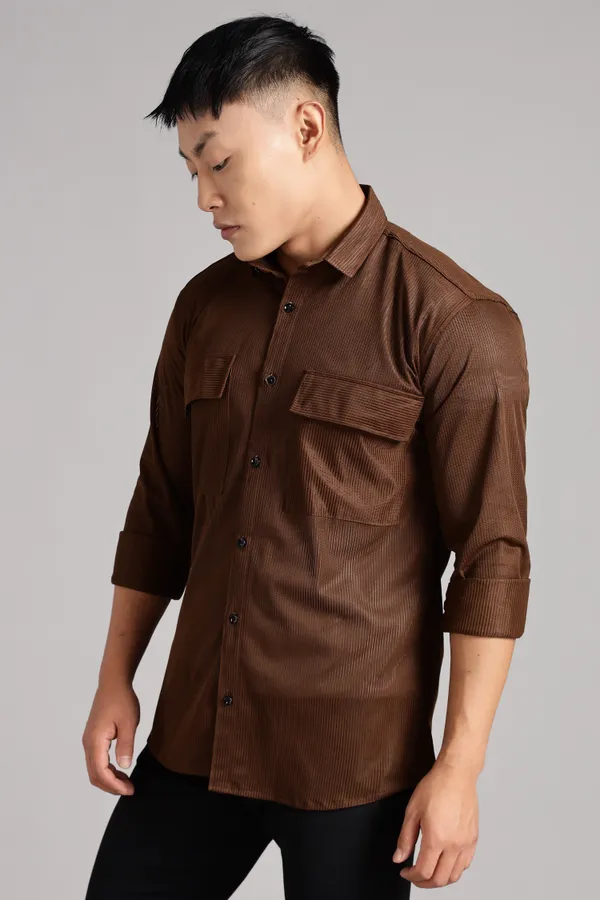 Brown_Premium_Solid_Cotton_Blend_Casual_Shirt_For_Men